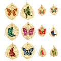 Fashion Sweet Colorful Butterfly Charm PendantDainty 18K Gold Plated BrassGirl Gift Party Necklace Jewelry Findings Supply L35