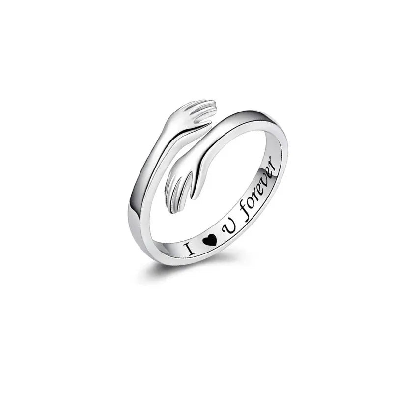 2025 New Fashion Custom 925 Hug Me Ring Jewelry Creative Adjustable Hug Opening Ring for Women
