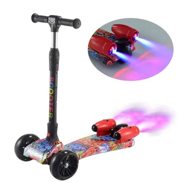 Flashing Lights and Music Jet Kids Scooter Kids Scooty Bike Electric Scooter PU Wheel