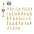 Gaby 316L Stainless Steel Fashion Navel Piercing Jewelry Gold Letter Word Pendant with Zircon Gold Plated Belly Button Ring