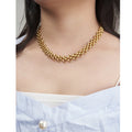 Fashion 18K Gold Plated Stainless Steel Vintage Smooth Thick Chain Choker Necklace for Women Jewelry Set Necklace P233412