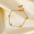 High Quality Wholesale Custom Waterproof 18K Gold Plated Stainless Steel Bracelet Fine Chain Heart Charm Bracelet for Women