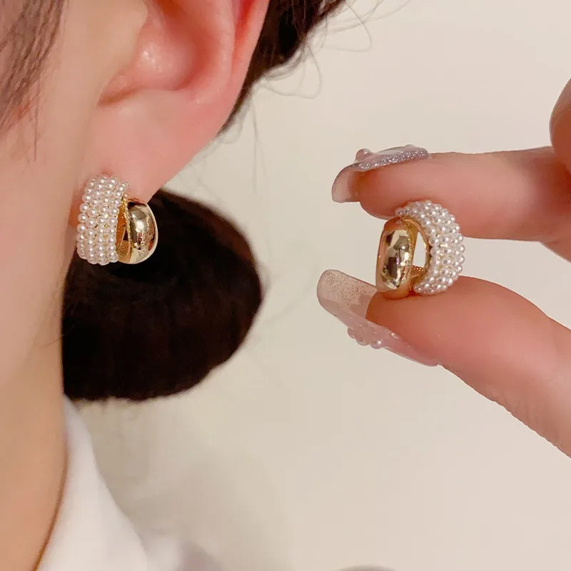 Hot Selling Summer Korean Pearl Earrings Fashionable Quality Copper Jewelry CC Quality Earrings for Women