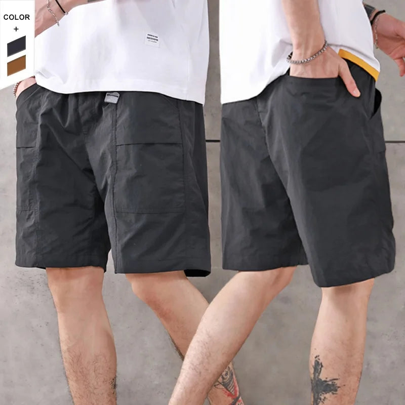 Men's Sports Wear Quick-Drying Breathable Four-Way Stretch Sweat Wicking Running Shorts Elastic Waist Loose Hem Factory Price