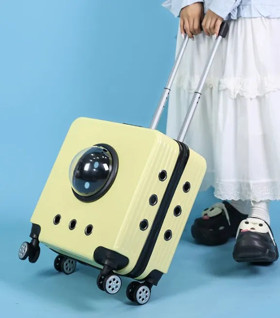 New Square Cat Bag Going Out Pet Trolley Case for Cat Space Capsule Comfortable Pet Luggage Carrier Travel Bag Pet Supplies