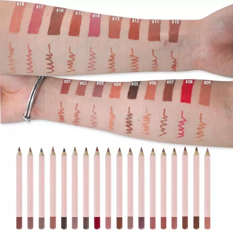 Wholesale High Pigment Waterproof 18 Color Matte Lipliner Vegan Private Label Vegan Lip Liner Pencil