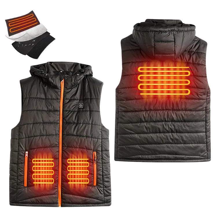 Windproof  Padding Waistcoat Thermal USB Heat Vest Jacket Lady Men Women Rechargeable Battery USB Heated Vest