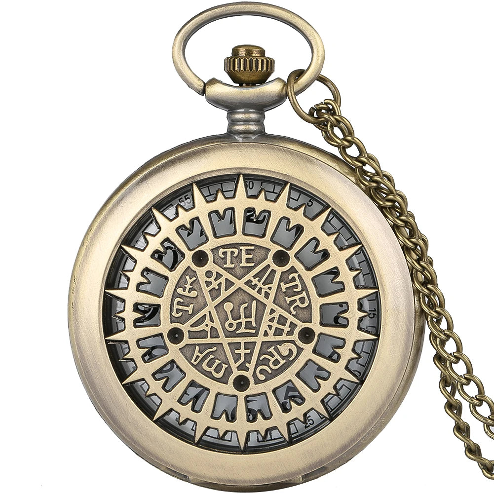 Anime Magic Seal Custom Design Hollow Pocket Watch Necklace Pendant Locket Watch With Necklace Chain for Cosplay Gift