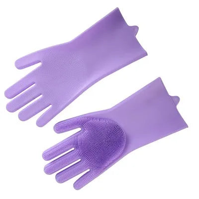 Silicone Reusable Cleaning Gloves 160g Heat Resistant Scrubber Gloves for Housework Kitchen Clean Bathing Car Washing