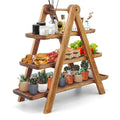Rustic Wooden Cupcake Serving Platters Wood Three Tiered Fruit Tray Tiered Snack Tray 3 Tier Serving Tray for Entertaining Party
