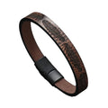 Wholesale Men Jewelry Leaf Engraving Leather Bracelet with Magnetic Clasp