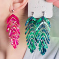New Fashion Resin Leaf Pendant Earrings Hawaiian Multi Colors Mottled Acrylic Acetate Leaf Earrings for Women