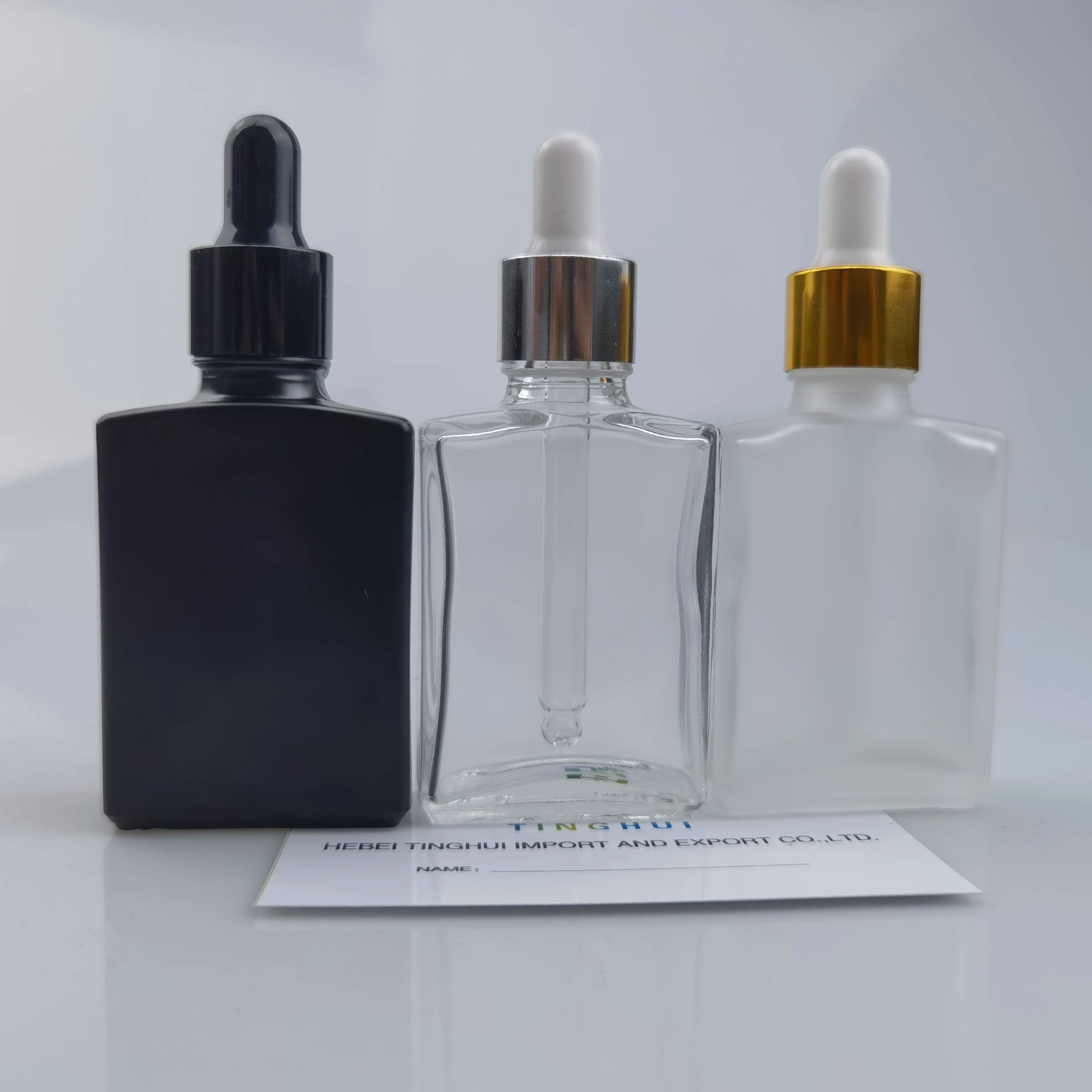 15ml 30ml 50ml 100ml Square Glass Dropper Bottles for Essential Oil With Gold Sliver Cap
