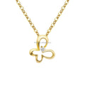 Trendy 18K Solid Gold Butterfly Shape Round Brilliant Cut Natural Diamond Certified Necklace for Women