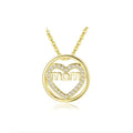 MOM Female Round Necklace with Heart Micro Inset Zircon Classic Link Chain Mother's Day Gift Choice