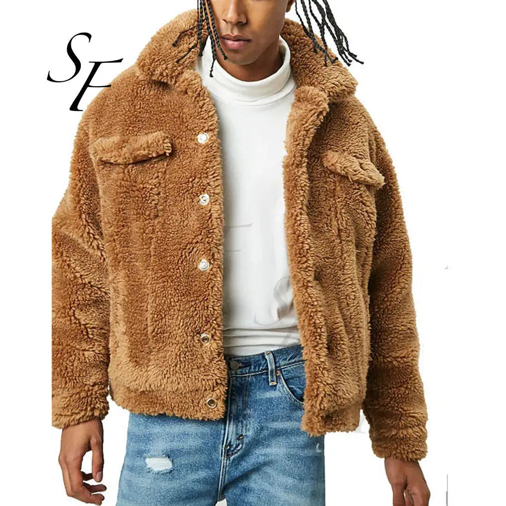 Custom Casual Style Street Wear Fashion Wholesale Mens Faux Shearling Fur Oversize Coats Winter Fleece Jackets for Women