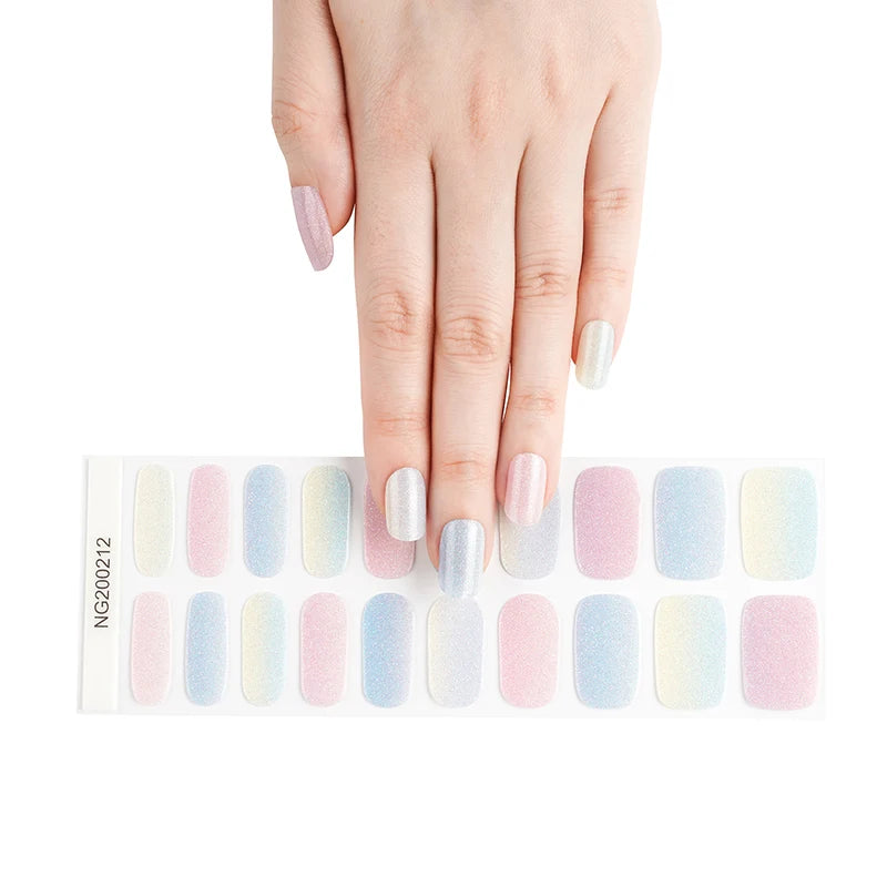 Rainbow Babyboom Color Design Gel Nail Stickers Semi Cured UV Gel Wraps Waterproof DIY Nail Polish Strips ODE/OEM Factory