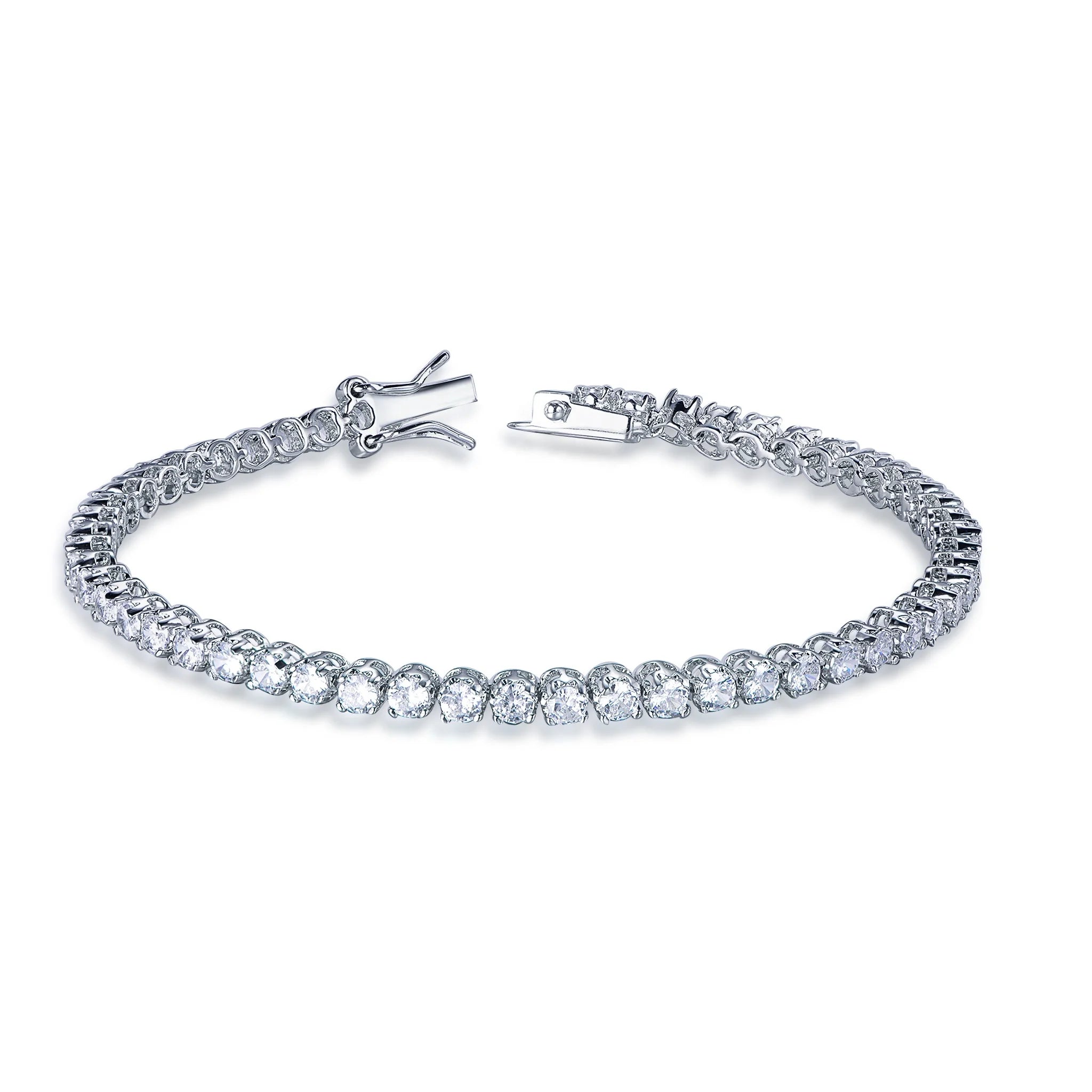 Kirin Classic Tennis Bracelet for Women 3mm CZ Gold Plated Princess Cut AAA Zircon 6.5-7.5 Inch for Parties and Gifts