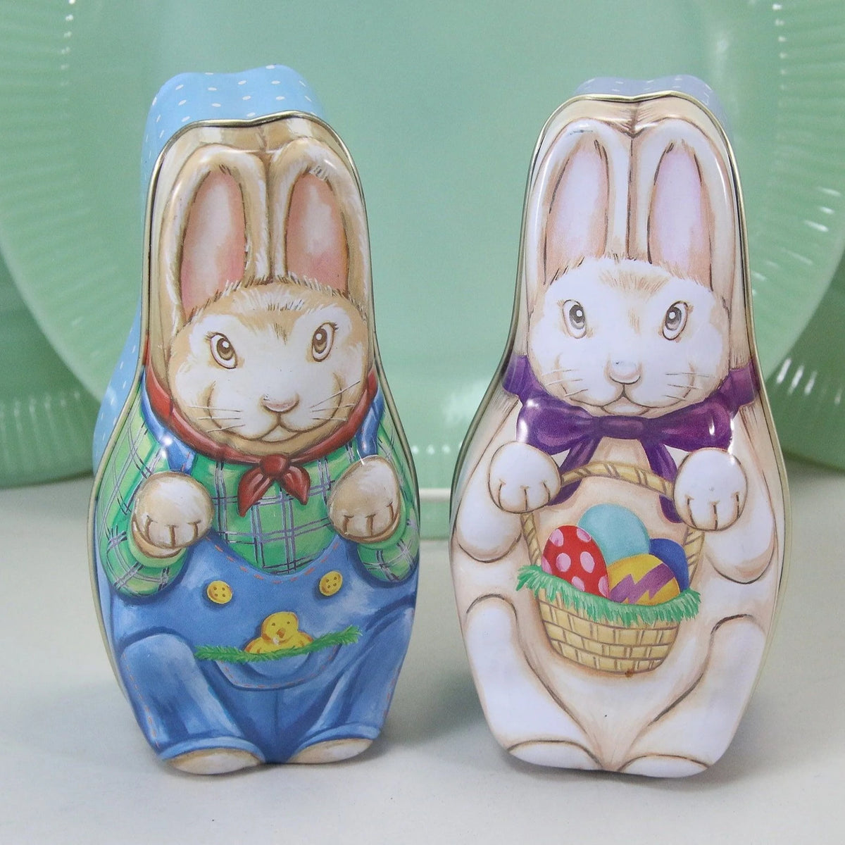 Custom Colored Food Grade Empty Old Can Tin Toy Metal Retro Easter Egg Rabbit Candy Box Gift Package Rabbit Tin Box