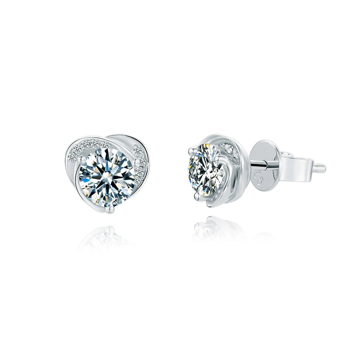 Abiding Heart Moissanite Diamond White Gold Plated Fashion 925 Sterling Silver Jewellery Statement Stud Earrings for Women 2020
