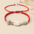 Pulsera Tortuga Red Bracelet Handmade Beach Adjustable Starfish Braided Woven Tortoise Turtle Charm Shell Turtle Bracelet