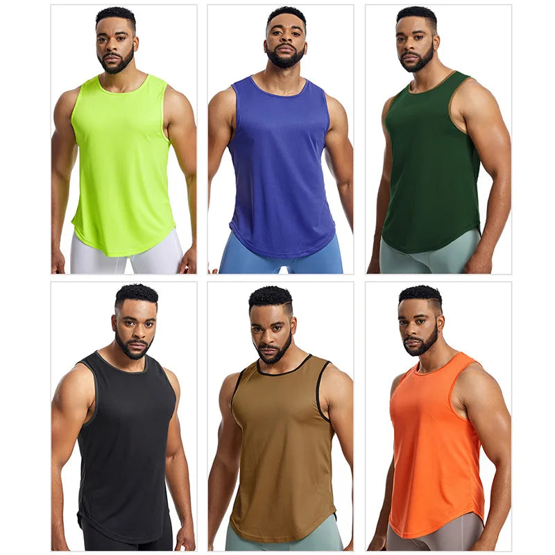 Summer Men's Sleeveless Sports Vest Quick-Drying Breathable Loose Plus Size Workout Clothes Running for Basketball Training Top