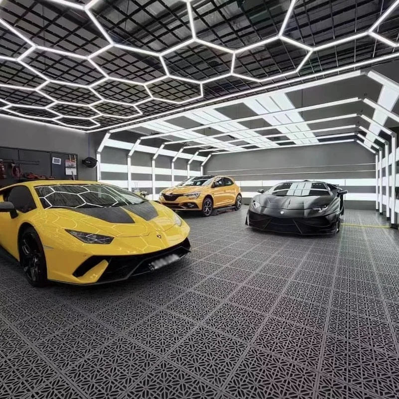 Hexagon Detailing Workshop Ceiling Led Lights for Car Shop and Multicolored Garage Hexagonal Lights