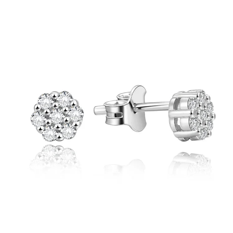 Silver925 Minimalist Floral Earrings for Women 925 Sterling Silver Poliva Flower Zircon with Diamond for Gift Occasions