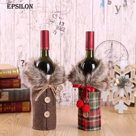 Epsilon Gift Wrapping Santa Christmas Bag For Wine Bottle Cloths Decoration Christmas Wine Bottle Cover