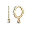 RINNTIN APE76 Online Wholesale Jewelry Supplies 925 Sterling Silver Diamond 14k Gold Plated Zircon Huggies Round Drops Earrings
