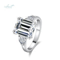 Classic 925 Silver 4 Carat Emerald  Cut Pass Diamond Test D Color Rectangle Moissanite Ring with GRA Certificate Wedding Jewelry