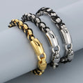 YuJin Jewelry  Unisex 230mm Vintage Stainless Steel&Leather Rope Links Bracelet for Men