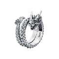 S925 Sterling Silver Dragon Ring for Men's Vintage Fashion Multi Layered Spiral Dragon Ring Jewelry