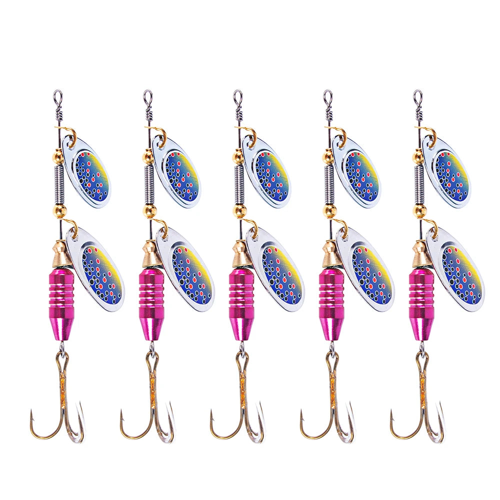 Newup Double Sequin Plastic & Metal Artificial Hard Bait Fishing Spinner Lure Bait 9.5CM 10G with Hooks for Lake & Ocean Use