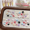 Paso Sico 50Pcs/bag Mini 3D Bow Nail Accessories Mixed Colors Resin Small Size Ribbon Diamond Nail Diamond Wholesale