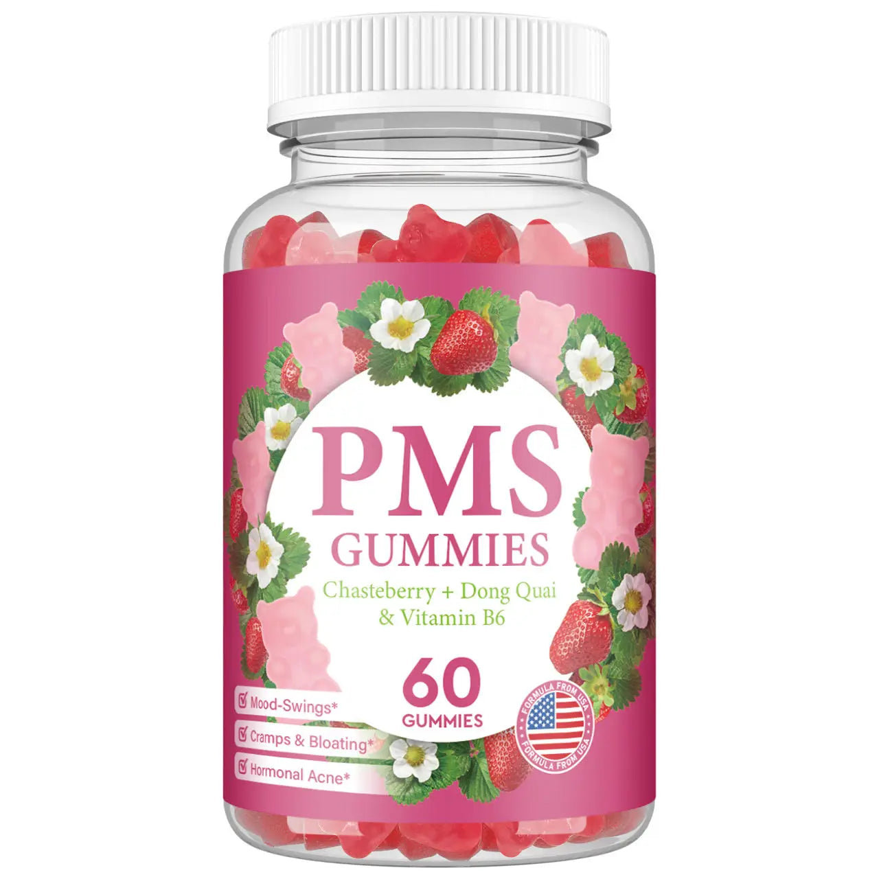 Hot Sale Pms Vitamins Cranberry Gummies for Women Pms Period Relief Menstrual Relief Gummies Hormonal Balance Gummies