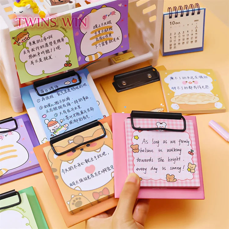 Metal Clip Note square Color Page Portable Painting Sticky Notes Creative Stationery 1652