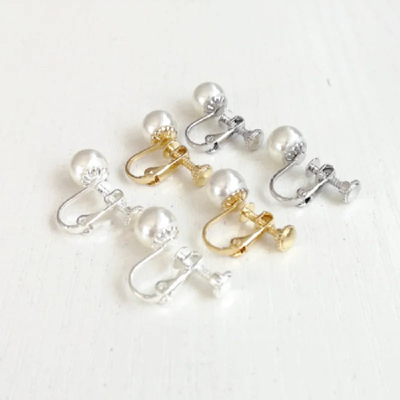 Pearl Set Without Hanging Adjustable Screw Clip Piercing Stud Wholesale