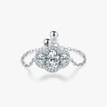 925 Sterling Silver Fashion Fine Jewelry Sparkling Oval Cut Clear Cubic Zirconia Adjustable Link Chain Rings for Women