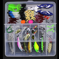103pcs Fishing Tackle Gear Artificial Crankbait Minnow Popper Vib Hard and Soft Fishing Lure Set Bait Kit