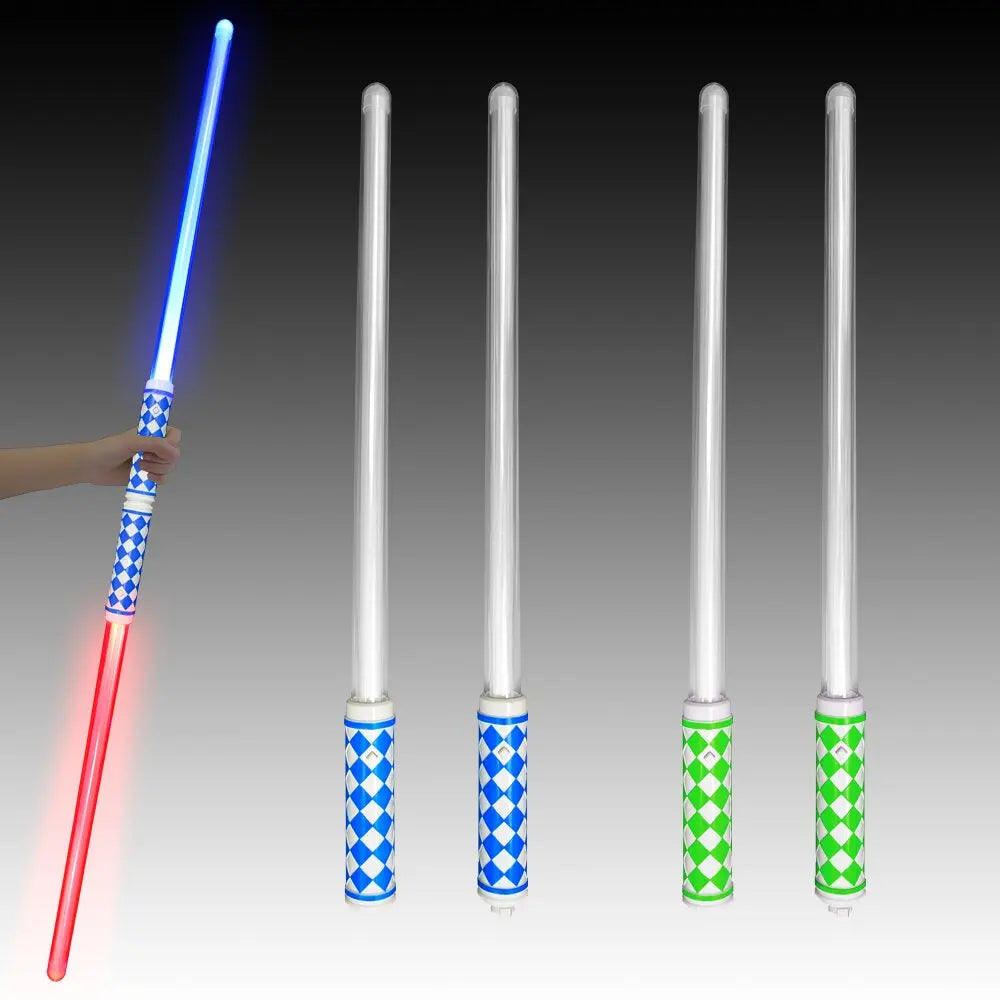 Cosplay Party Transparent Laser Sword Flashing Light Double Swords Printed Cubes for Kids Adults Ramadan Graduation Theme Party