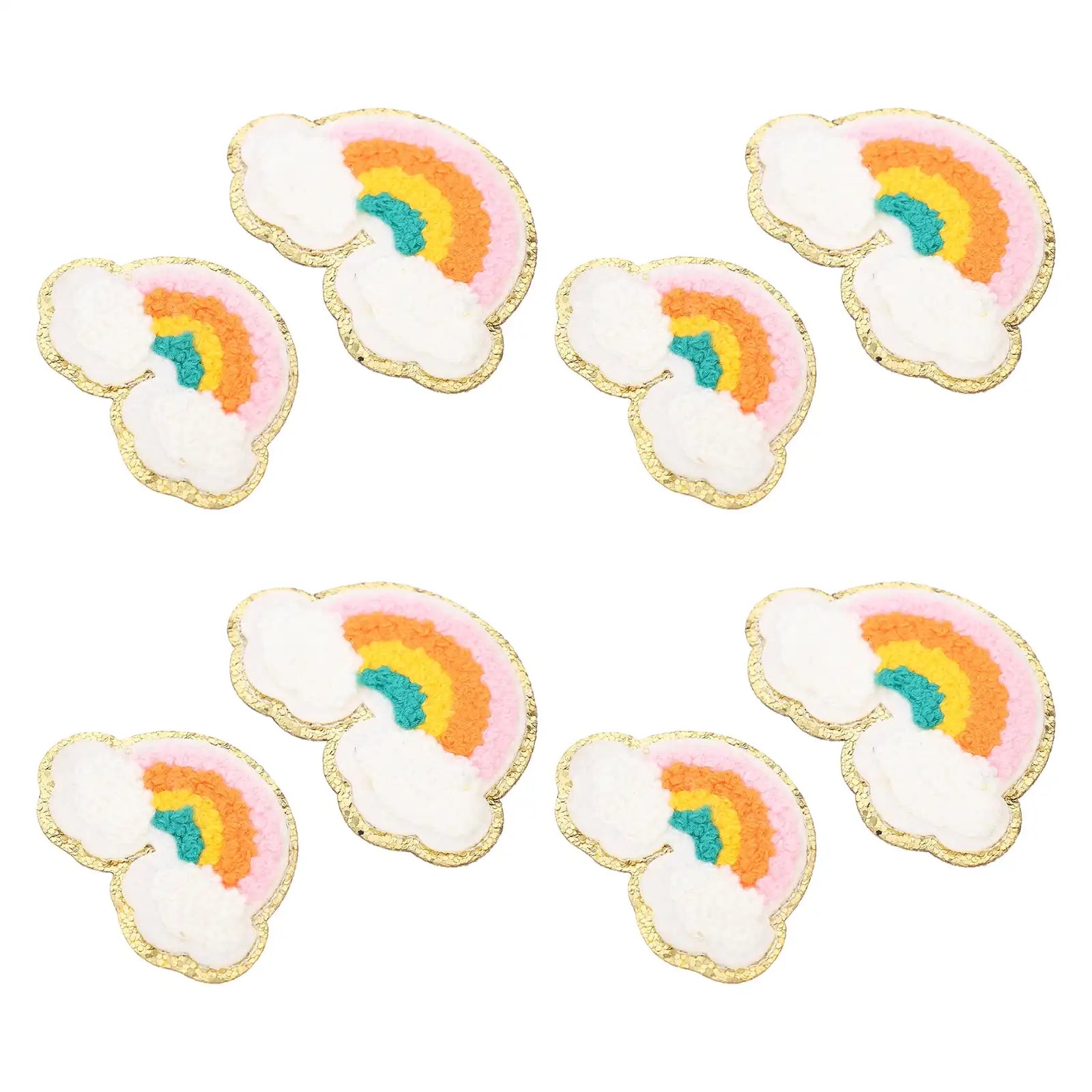 Wholesale Rainbow Cloud Pattern Towel Iron on Adhesive Clothes Repairing Patch Rainbow Clothing Embroidered Chenille Patches