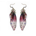 Romantic Handmade Fairy Simulation Butterfly Wing Earrings with Foil Rhinestone Crystal Crafts Drop Jewelry