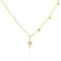 POLIVA Polaris Link Necklace Gold Silver Plated Featuring Real Diamond Main Stone Fashionable Italy-Made 925 Sterling Star