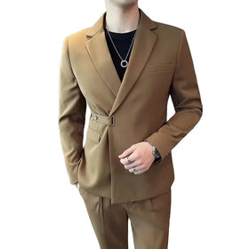 Fall British Style Men Suits Blazers Pants Casual Suit 2 Pieces Jacket Wedding Business Dress Coat Social Banquet Tuxedo Costume