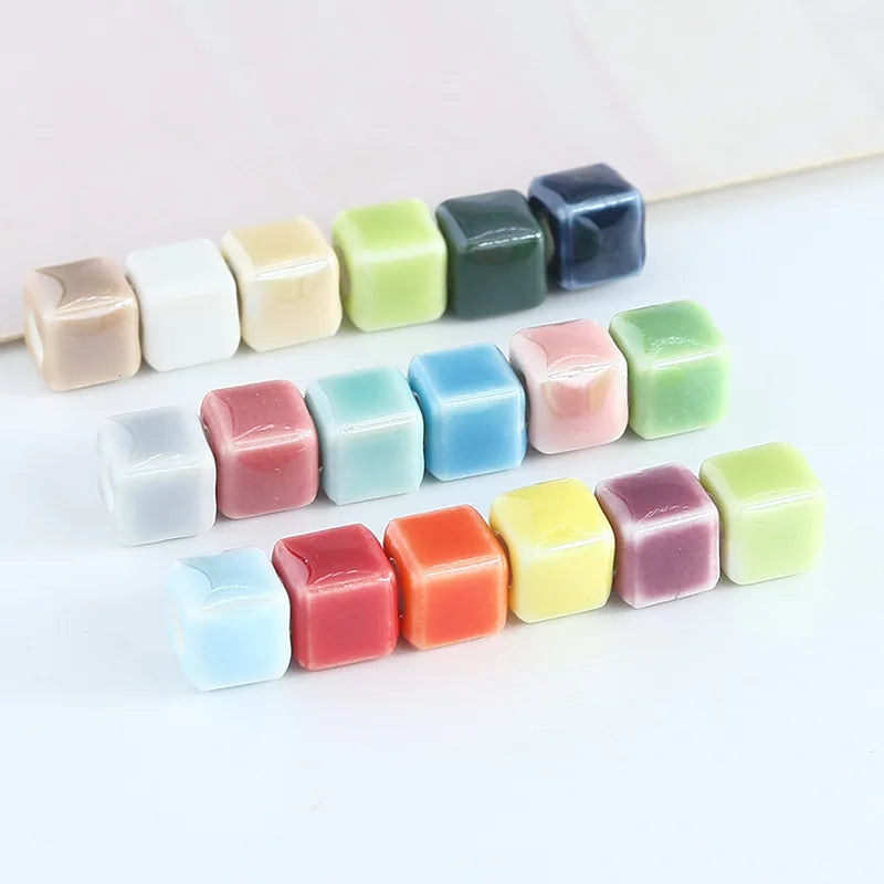 Simple 7mm Colorful Clay Charms Handmade Straight Square Separated Beads Charm for DIY Jewelry Making Accessories