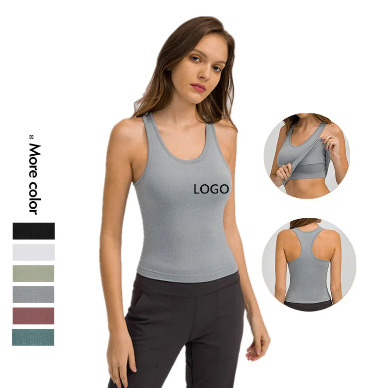 Xsunwing Private Label Custom Blank Gym Clothing Bodybuilding Fitness Tank Tops Training Workout Sport Yoga Crop Top Vest WDQ140
