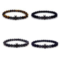 Natural Gemstone 8MM Bead Healing Crystal Bracelet Bat-man Real Tiger Eye Stone Charm Bracelet for Mens
