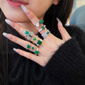 Custom 5A CZ Cubic Zircon Emerald Stone Green Engagement Ring Diamond 925 Sterling Silver Jewelry Gold Wedding Rings for Women