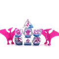 Wholesale Bulk 7pcs D4 D6 D8 D% D10 D12 D20  Dice Set Dice Polyhedral Resin Hot pink dragon Dice Set
